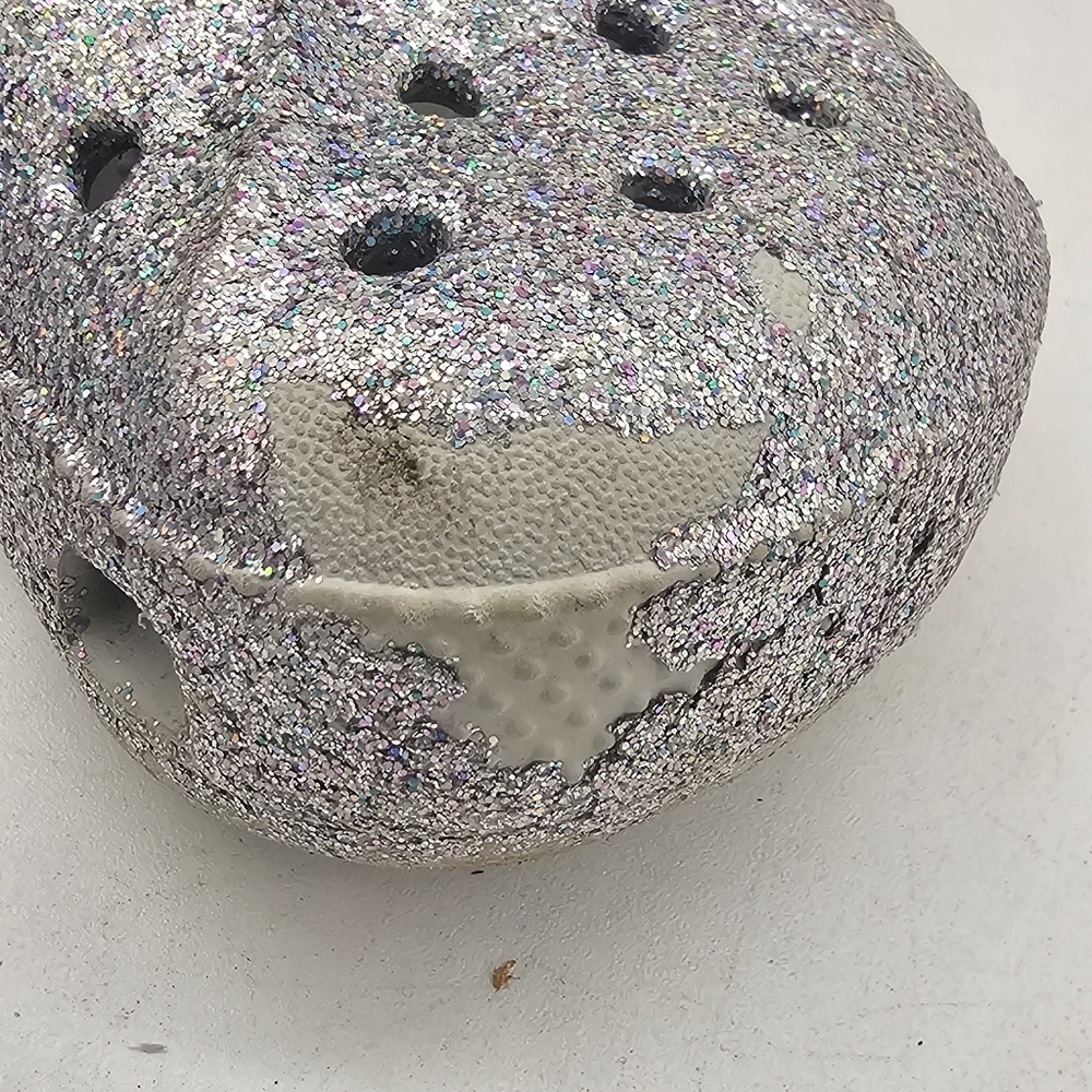 Crocs Baya Glitter Clogs Silver Little Kids Size 9 Toddler Sparkly Comfort Shoes - Picture 8 of 8
